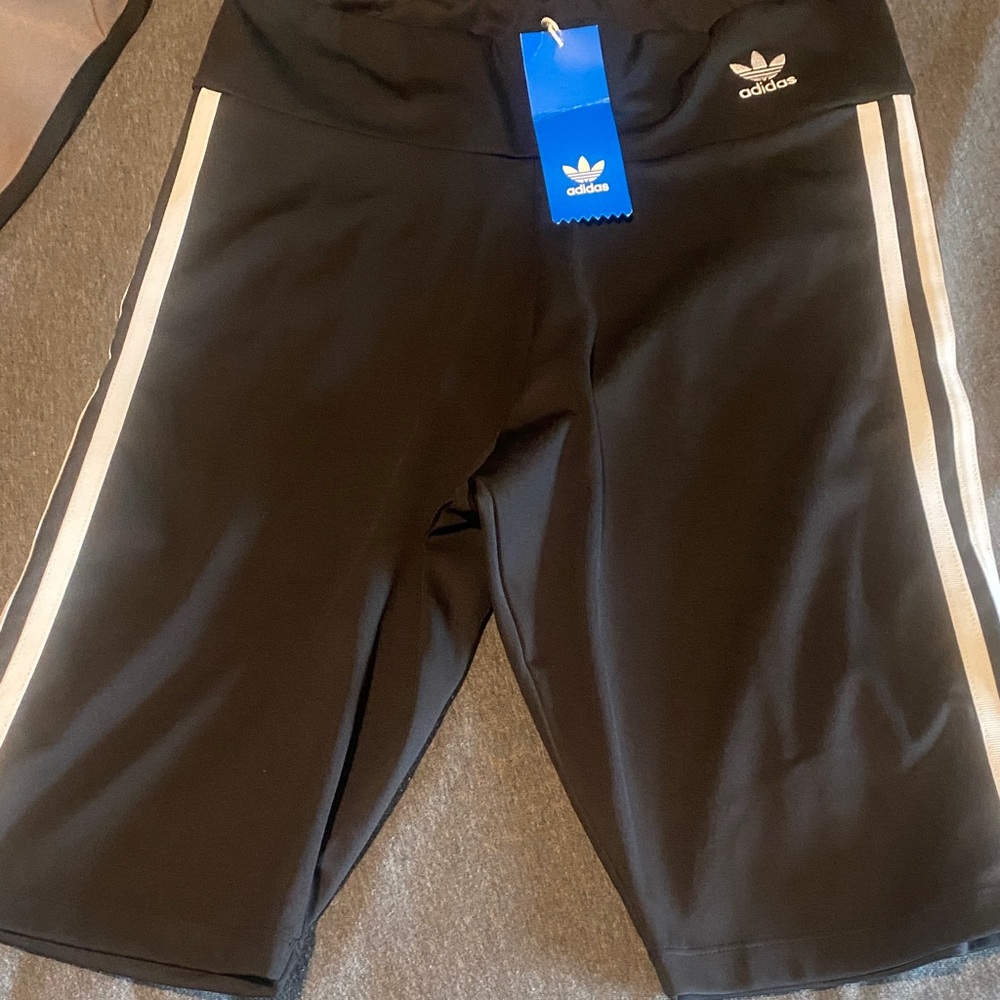 Adidas Black Athletic Shorts with White Accents